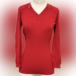 Venus Red V-Neck Sweater, Size Medium